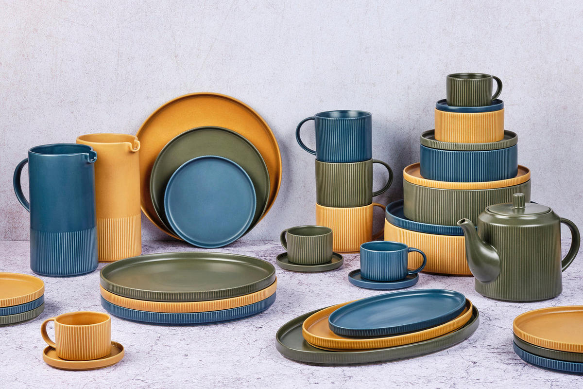 KOMPLETTSERVICE Scandi - 36er-Set - Olive - Grün, Keramik (1/1/1cm) - Björn