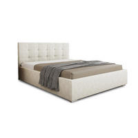 POLSTERBETT RICARDO 200/200 in Velours Ecru - Ecru, Holz/Holzwerkstoff (200/200cm) - Deine Möbel 24