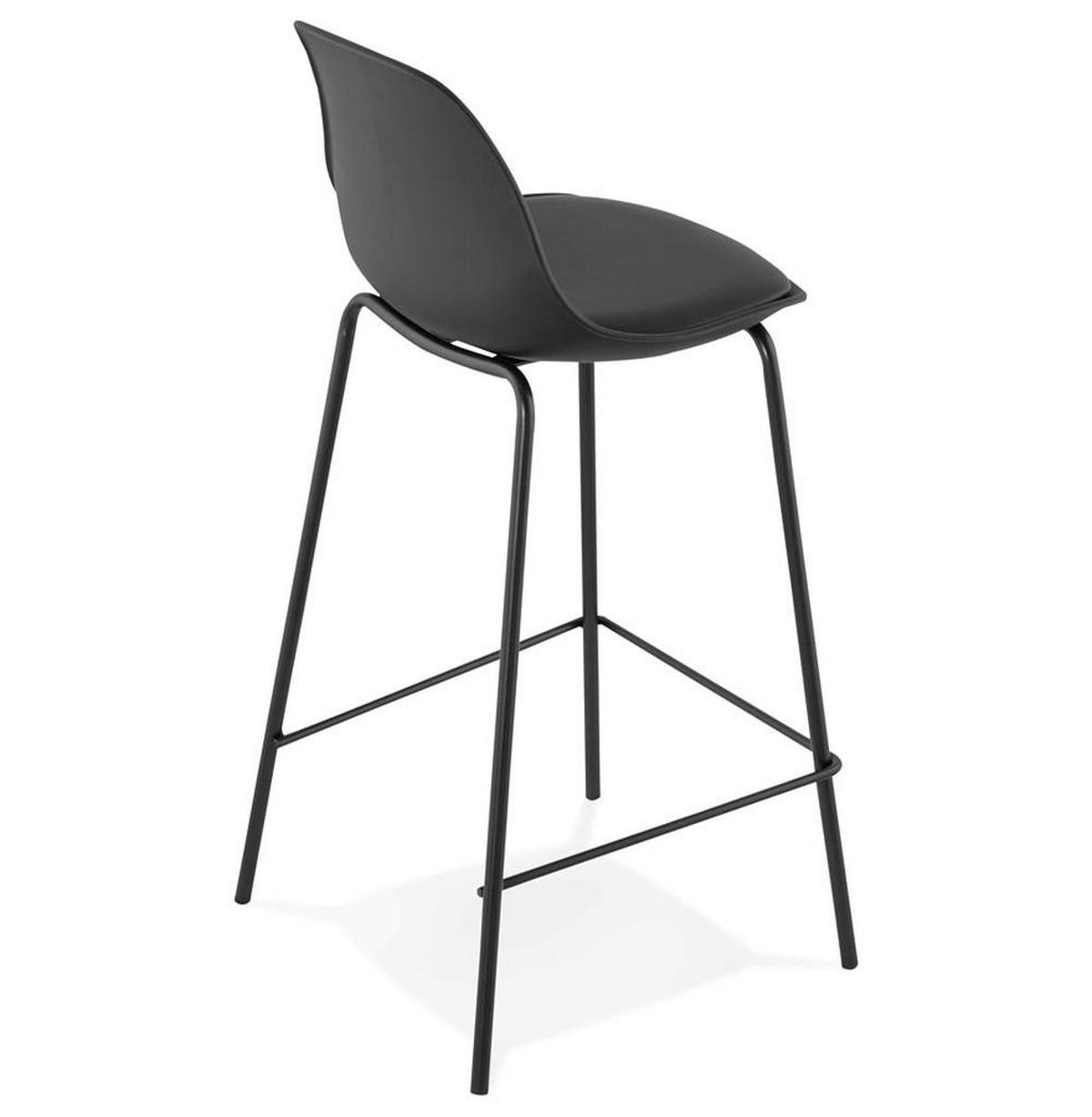 BARHOCKER Kunstleder Metallgestell Sitzhöhe 65cm Rückenlehne RENIXA MINI, Schwarz 42x41,5x86,5 cm - Schwarz, Kunststoff/Textil (42/87/42cm) - KADIMA DESIGN