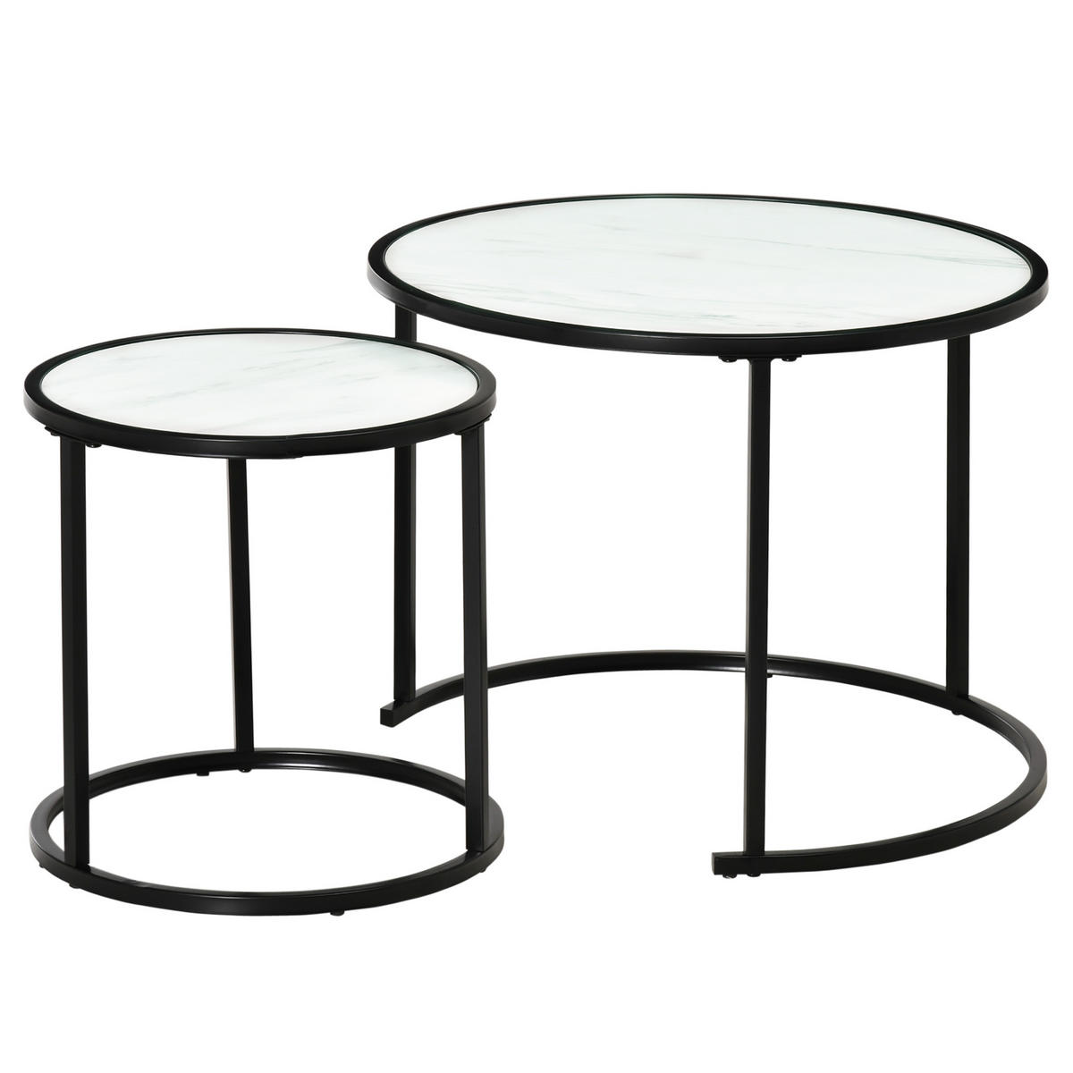 BEISTELLTISCH Weiß 2 Stück - Weiß, Naturmaterialien (60/60/46cm) - GiPP