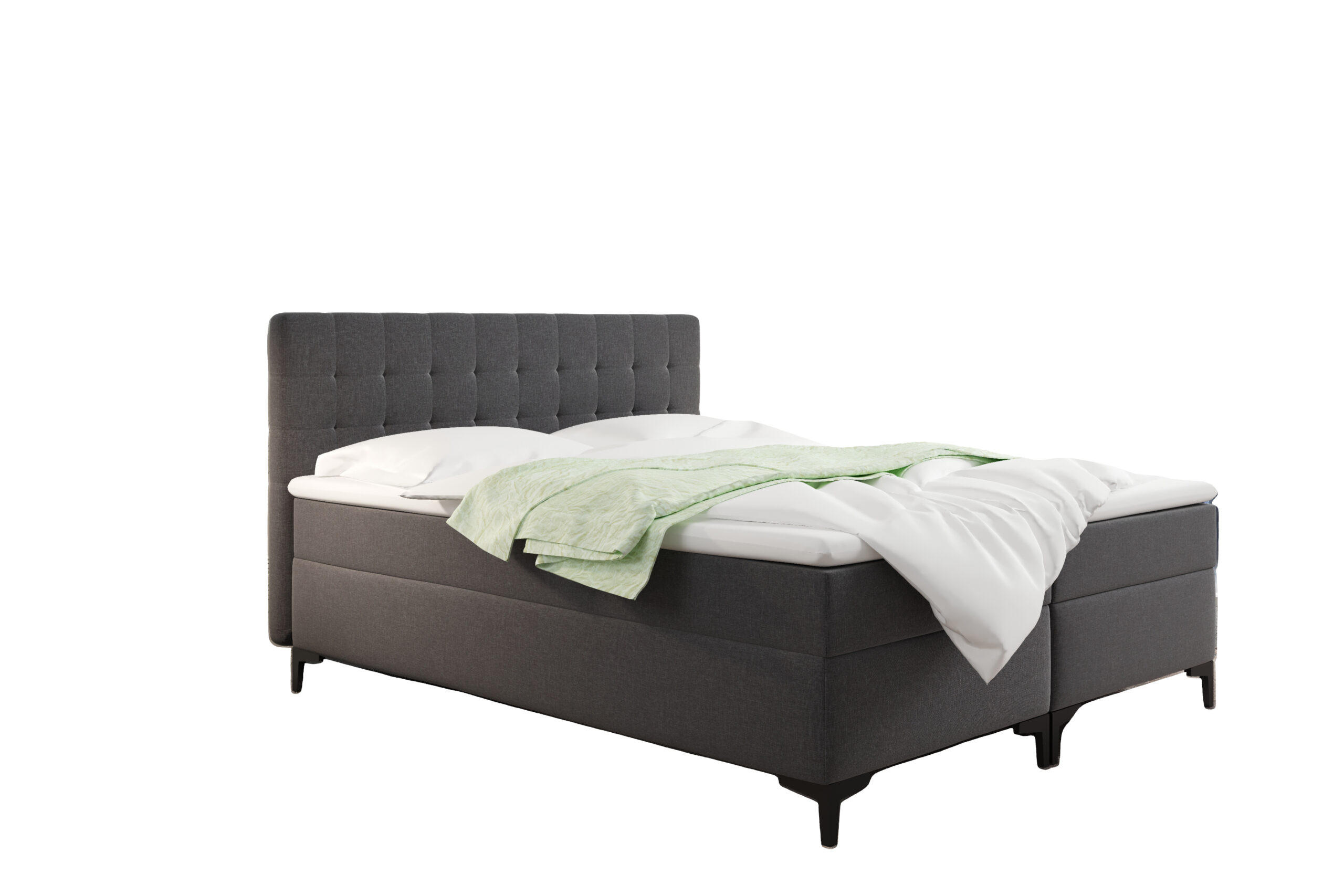 BOXBETT Mit Bettkasten Denver Stoff Muna Graphit 140x200 cm H3-Bonell - Graphitfarben, Holz (140/200cm) - Kaiser Möbel