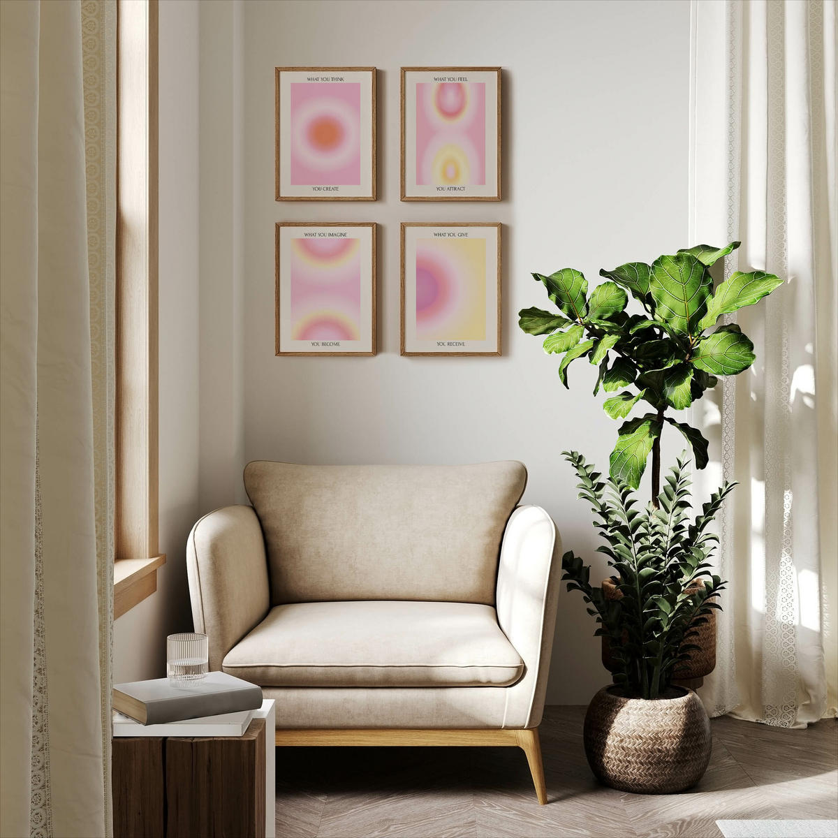 PLAKÁT Sada Aura Afirmace Citáty 4x A3 30x42 cm - různobarevná, papír (30/42/42cm) - Muralo