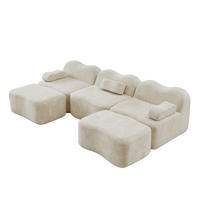 ECKSOFA mit Samtbezug Beige 167x288x70 cm, modular und mit tiefer Sitzfläche - Beige, Textil (288/70/167cm) - IVMEU