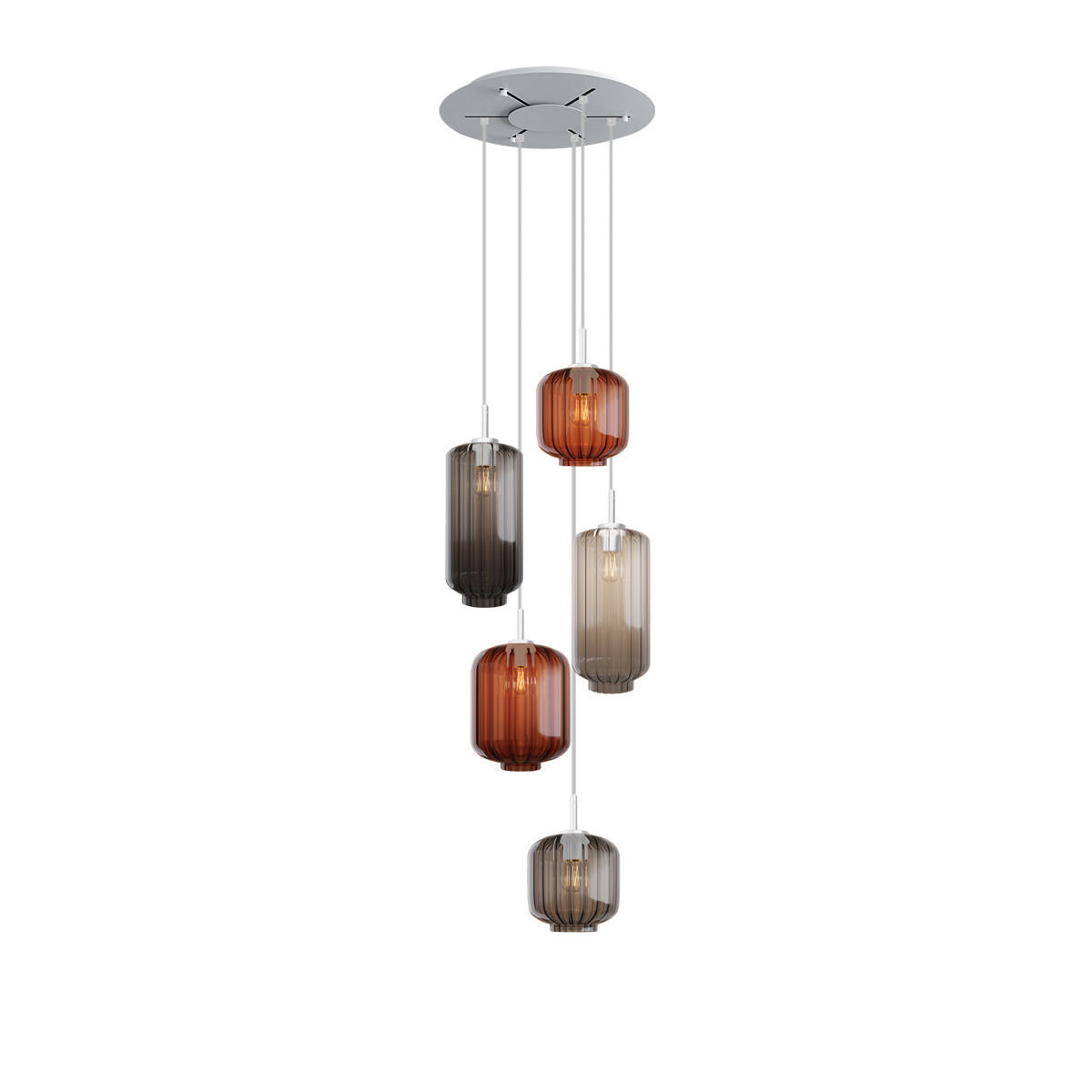 GALERIELEUCHTE Velo 5-flammig Mehrfarbig Ø 18/20/25cm - Multicolor/Weiß, Glas (25/25/27cm) - s.luce