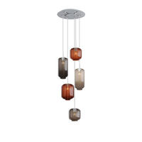 GALERIELEUCHTE Velo 5-flammig Mehrfarbig Ø 18/20/25cm - Multicolor/Weiß, Glas (25/25/27cm) - s.luce