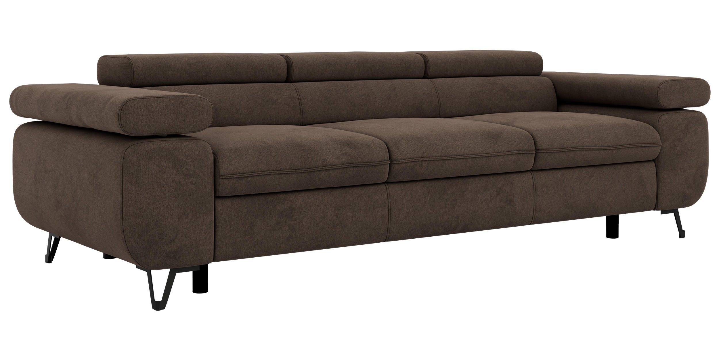 TROJMIESTNA POHOVKA PETER 3 - Hnedá Samet - hnedá/čierna, kov/textil (262/76/99cm) - MKS