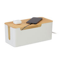 KABELBOX - Weiß, Holz/Kunststoff (14/31/13cm) - Relaxdays