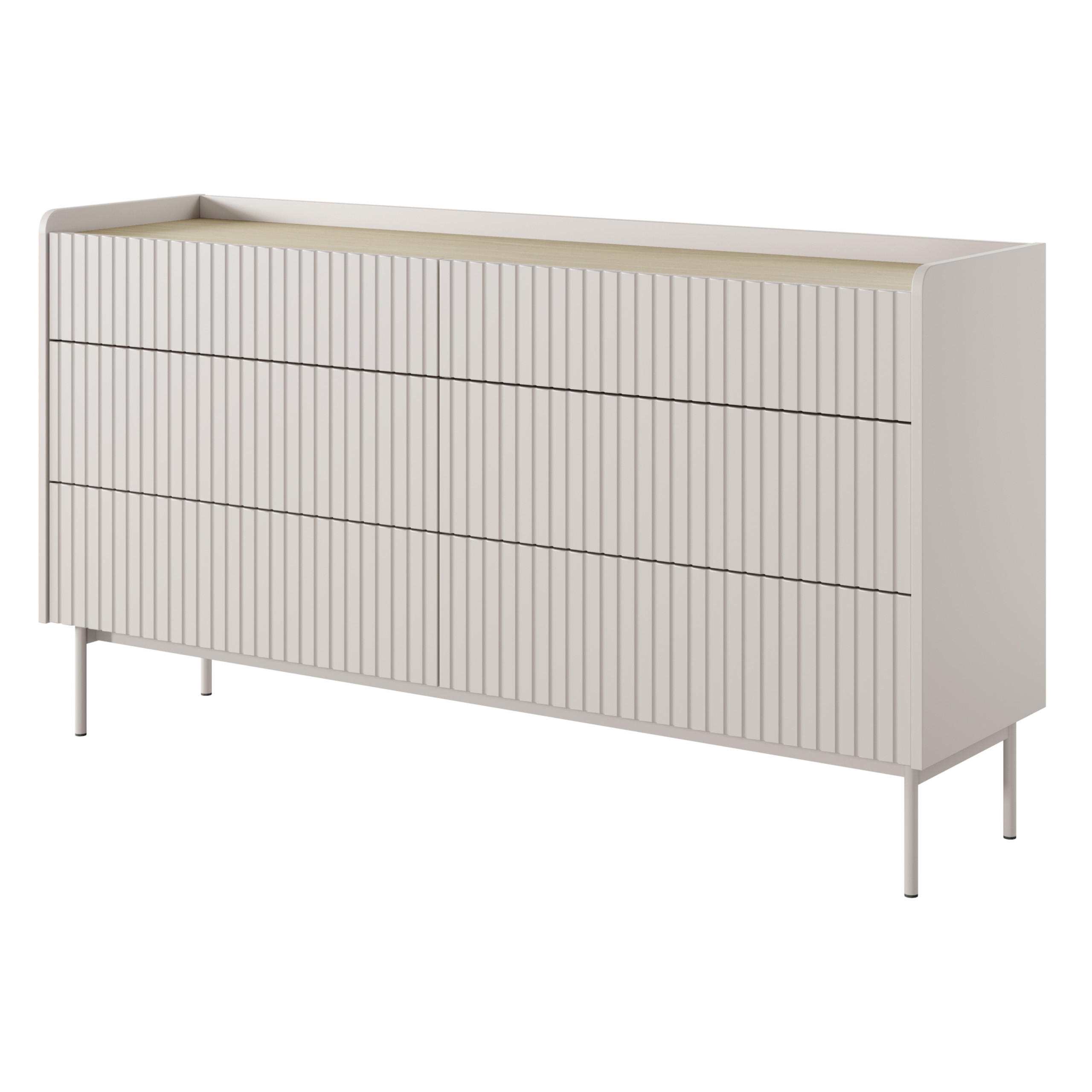 SIDEBOARD LIVELLO 153/82/38 cm mit 6 Schubladen Beige - Beige, Holzwerkstoff (153/82/38cm) - MASSENO