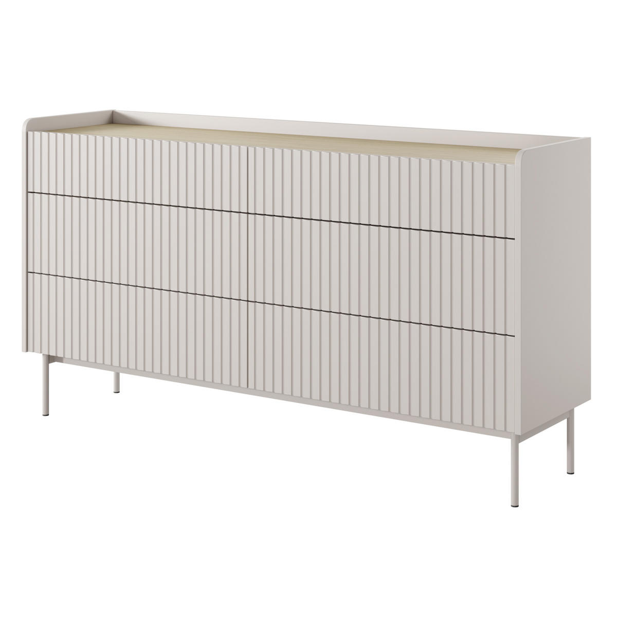 SIDEBOARD LIVELLO 153/82/38 cm mit 6 Schubladen Beige - Beige, Holzwerkstoff (153/82/38cm) - MASSENO