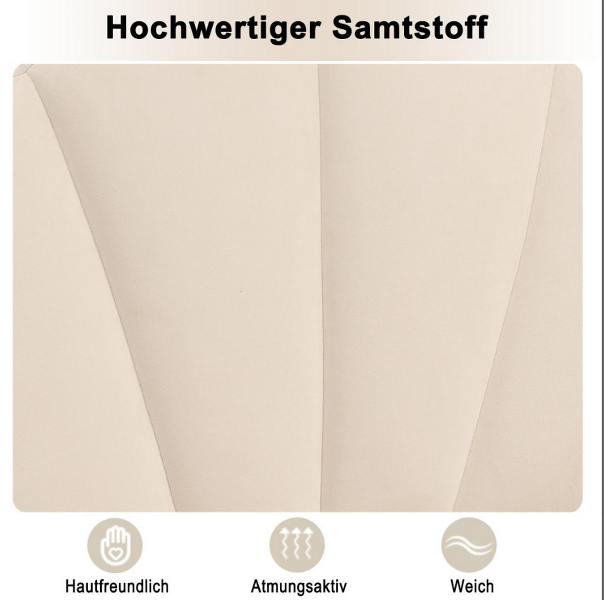 KINDERBETT Polsterbett 90/200 cm aus Samt mit muschelförmigem Kopfteil Beige - Beige, Textil (90/200cm) - Modenvie