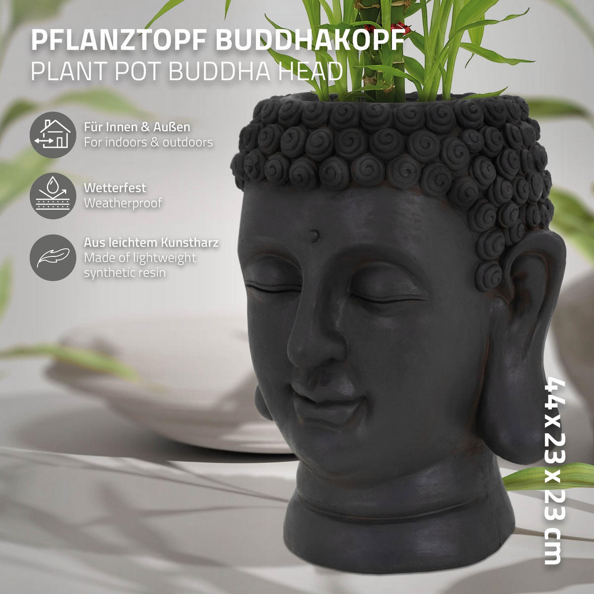 PFLANZTOPF rund Anthrazit 23/23/44 cm - Anthrazit, Holzwerkstoff (44cm) - ML-DESIGN