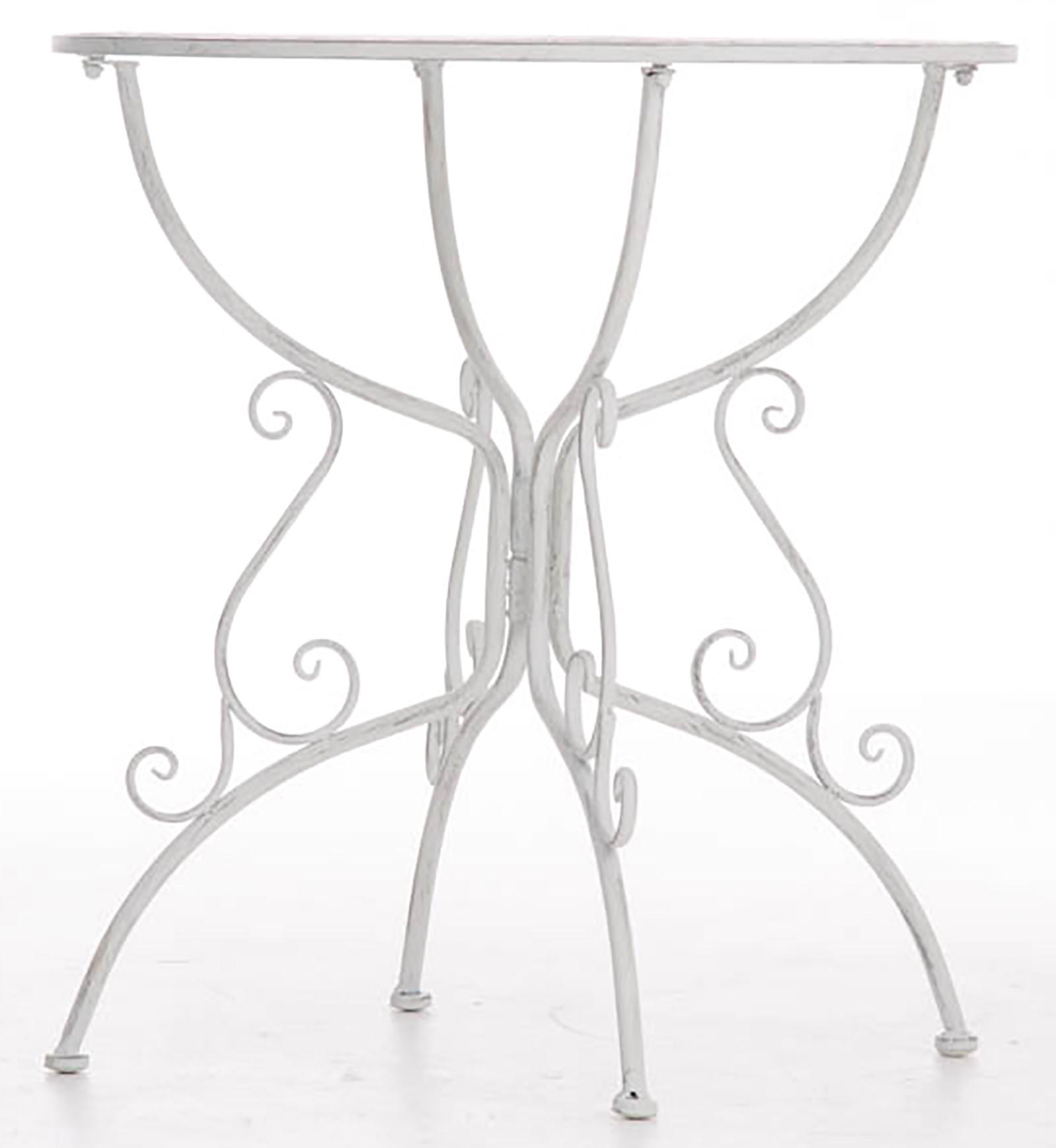 GARTENBEISTELLTISCH rund Ø70 cm Metall antik weiß - Weiß, Metall (70/70/74cm) - CLP