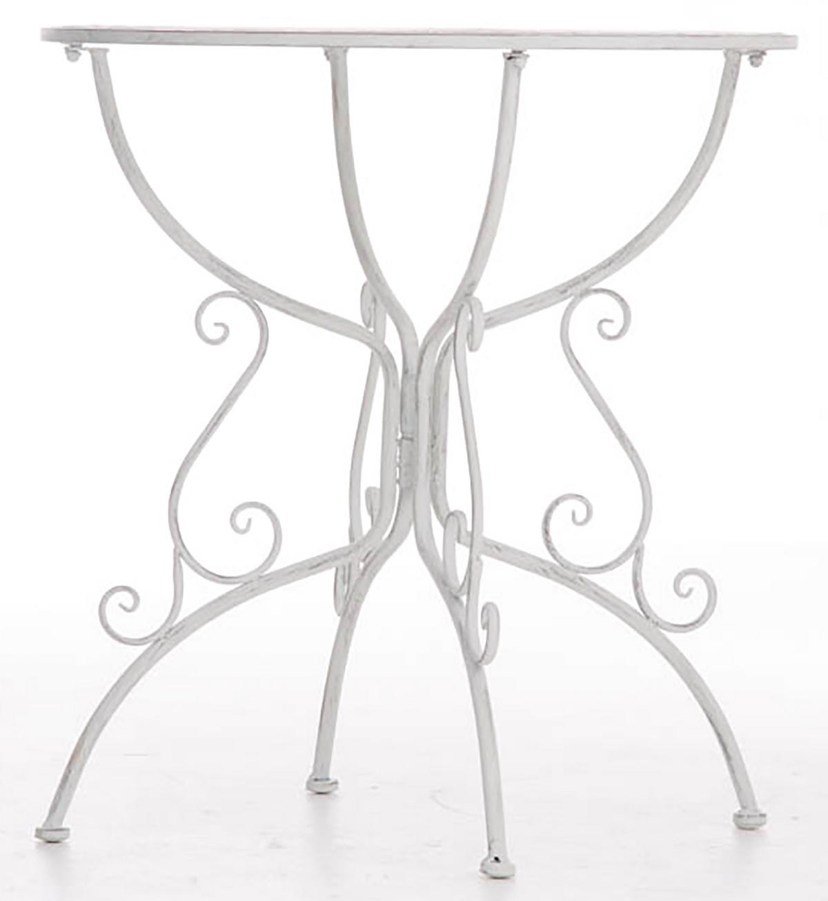 GARTENBEISTELLTISCH rund Ø70 cm Metall antik weiß - Weiß, Metall (70/70/74cm) - CLP