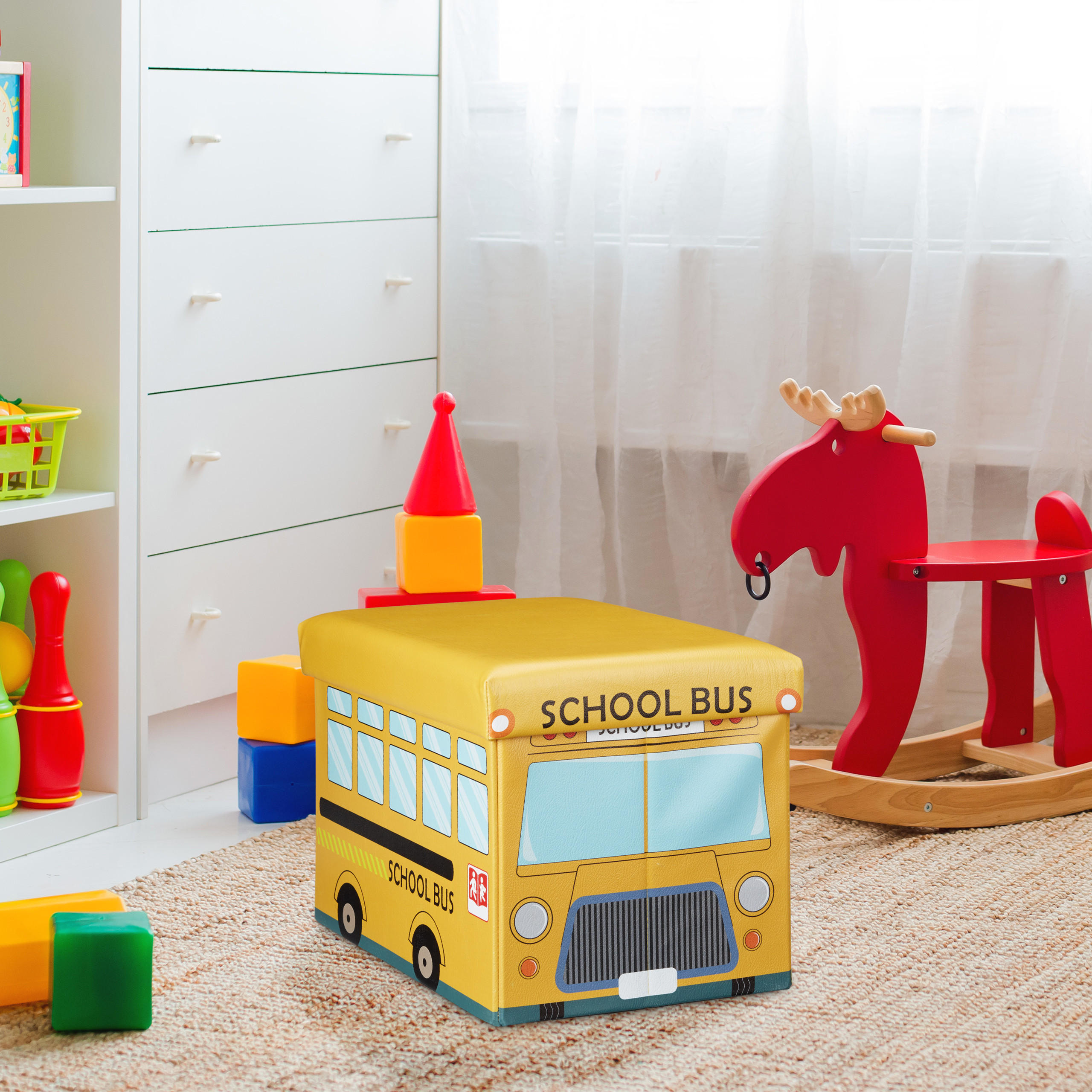 FALTBARE Spielzeugkiste - Gelb, Holzwerkstoff/Kunststoff (48/32/32cm) - Relaxdays