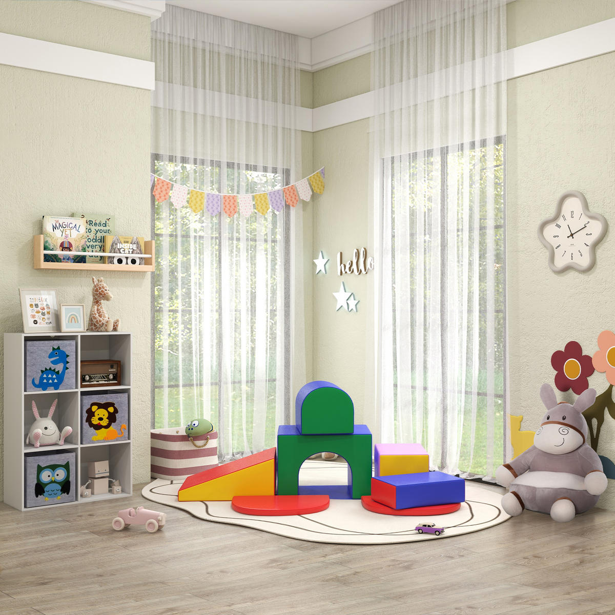 BAUSTEINSET - Multicolor, Kunststoff (130/40/170cm) - HOMCOM