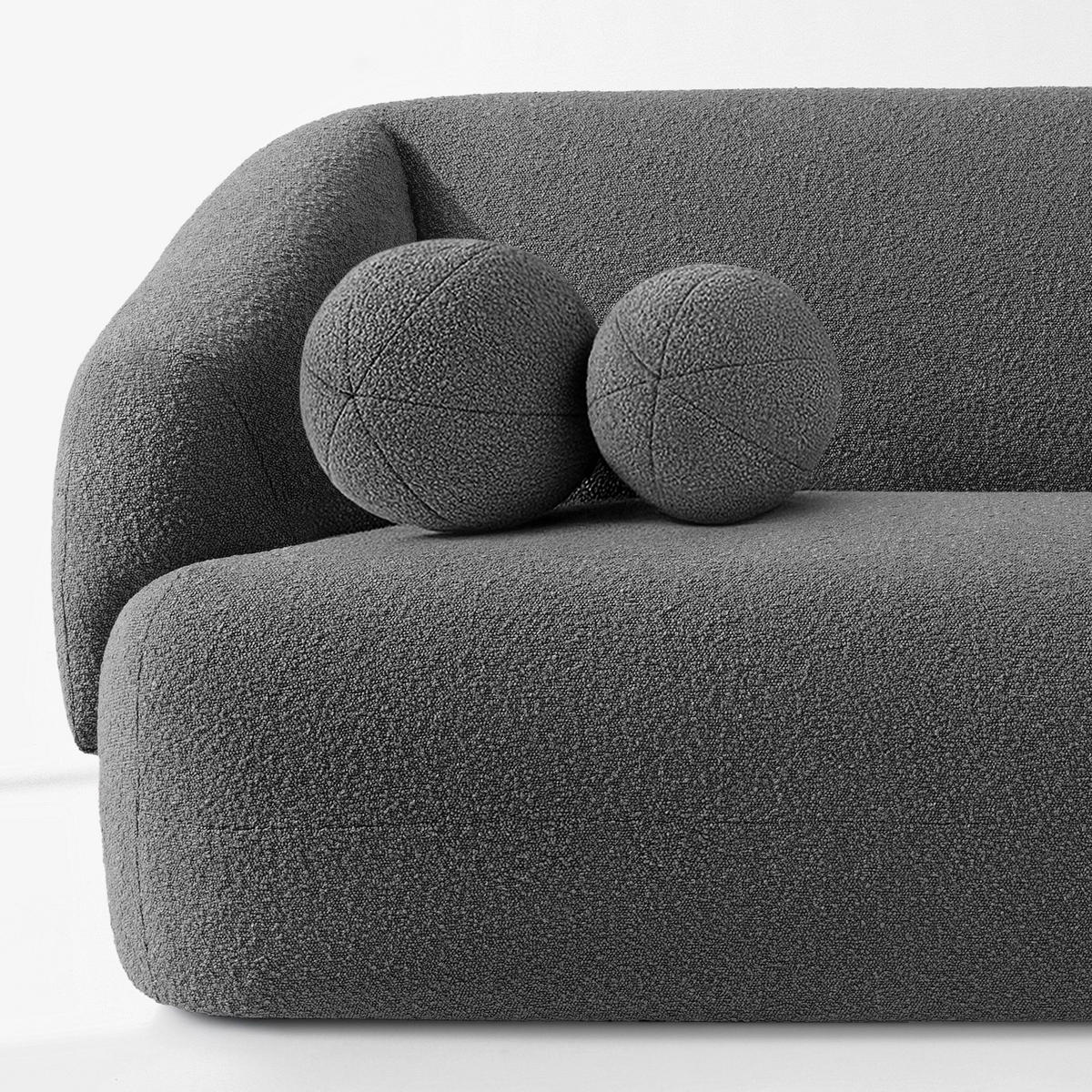 EINZELSOFA VIRA, Dunkelgrau, Bouclé - Dunkelgrau/Schwarz, Holz/Holzwerkstoff (210/84/100cm) - KONSIMO®