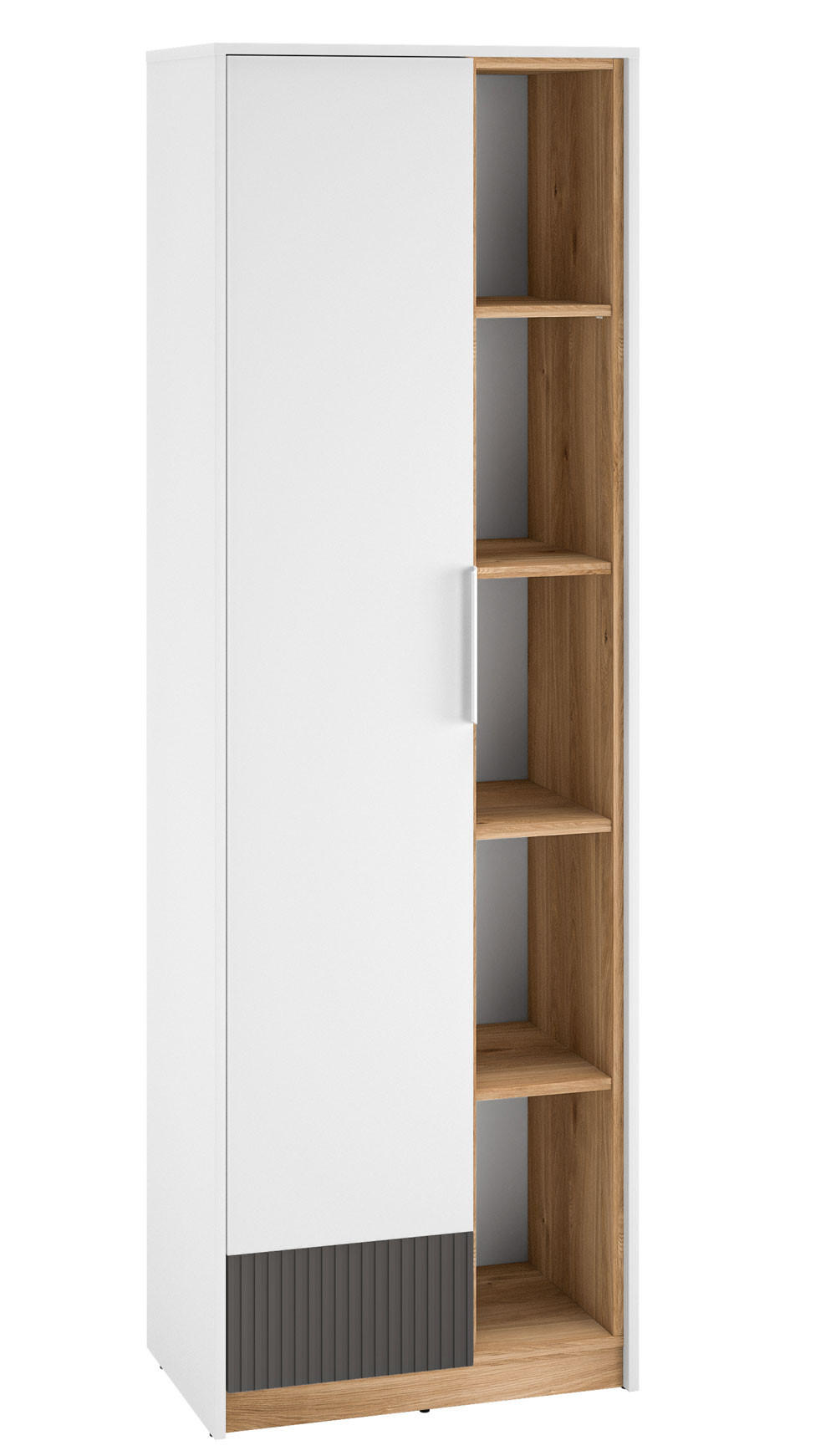 KLEIDERSCHRANK Torino Weiß / Eiche Castello / Graphit 64 / 40 / 196cm - Weiß, Holz/Holzwerkstoff (64/196/40cm) - Feldmann-Wohnen
