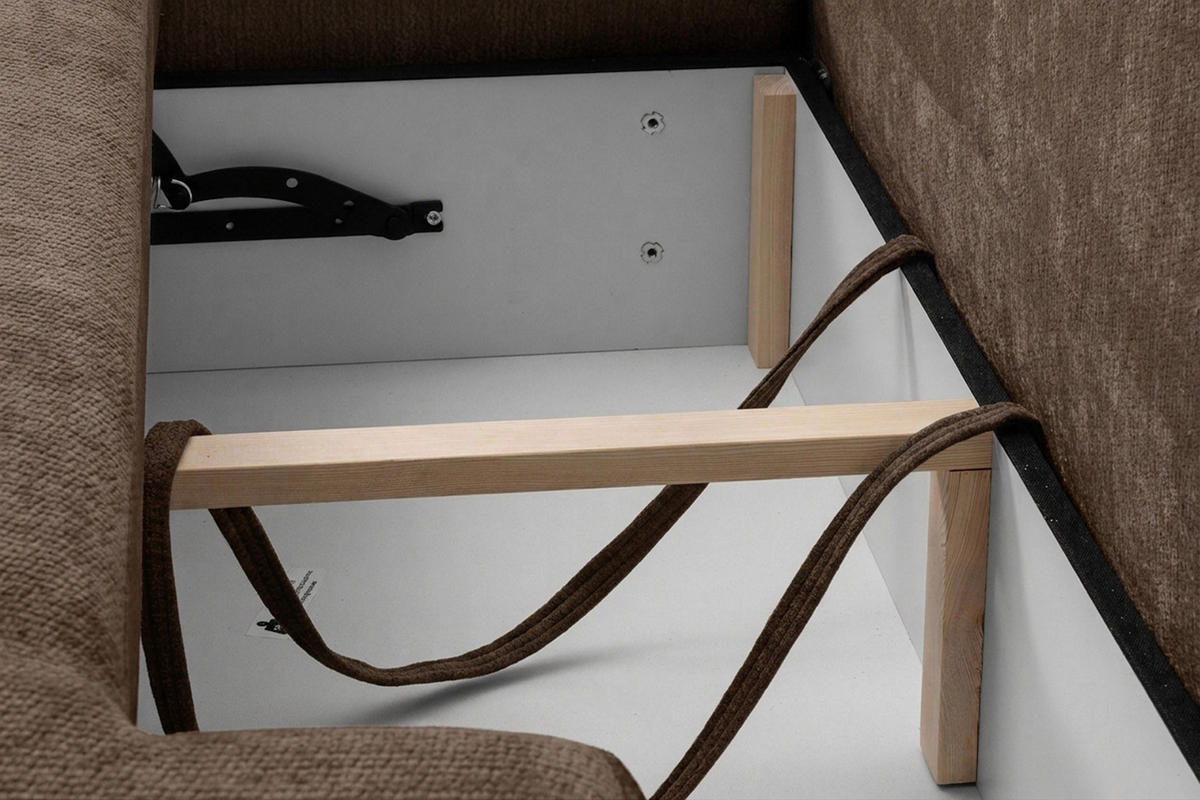 ECKSOFA Mit Schlaffunktion Und Bettkasten, Velvet-Stoff Vena, Dunkelbeige, Links, HELA I - Beige, Holz (302/184cm) - Kaiser Möbel