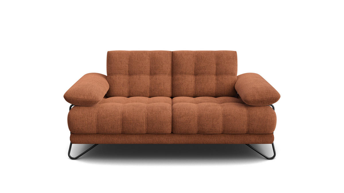SOFA BUBBARA 2-Sitzer, rostrot - Schwarz/Orange, Holz/Textil (185/87/96cm) - Courtois Laville