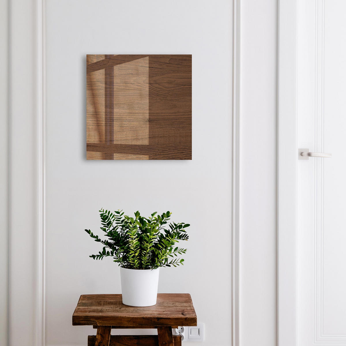 SCHLÜSSELBOX Weiß 30x30 cm – Türöffnung nach rechts - Holzstruktur - Braun, Metall (30/30/5cm) - TULUP