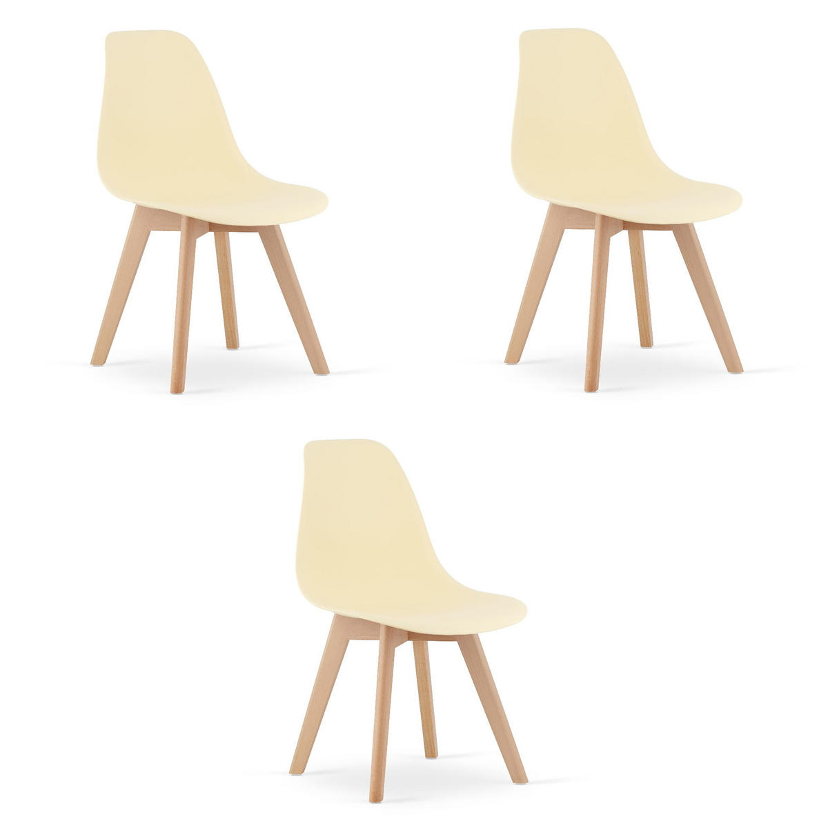 ESSZIMMERSTUHL 3-er Set KITO cremefarbener Sitz - Creme, Kunststoff (46/80/54.5cm) - Valora
