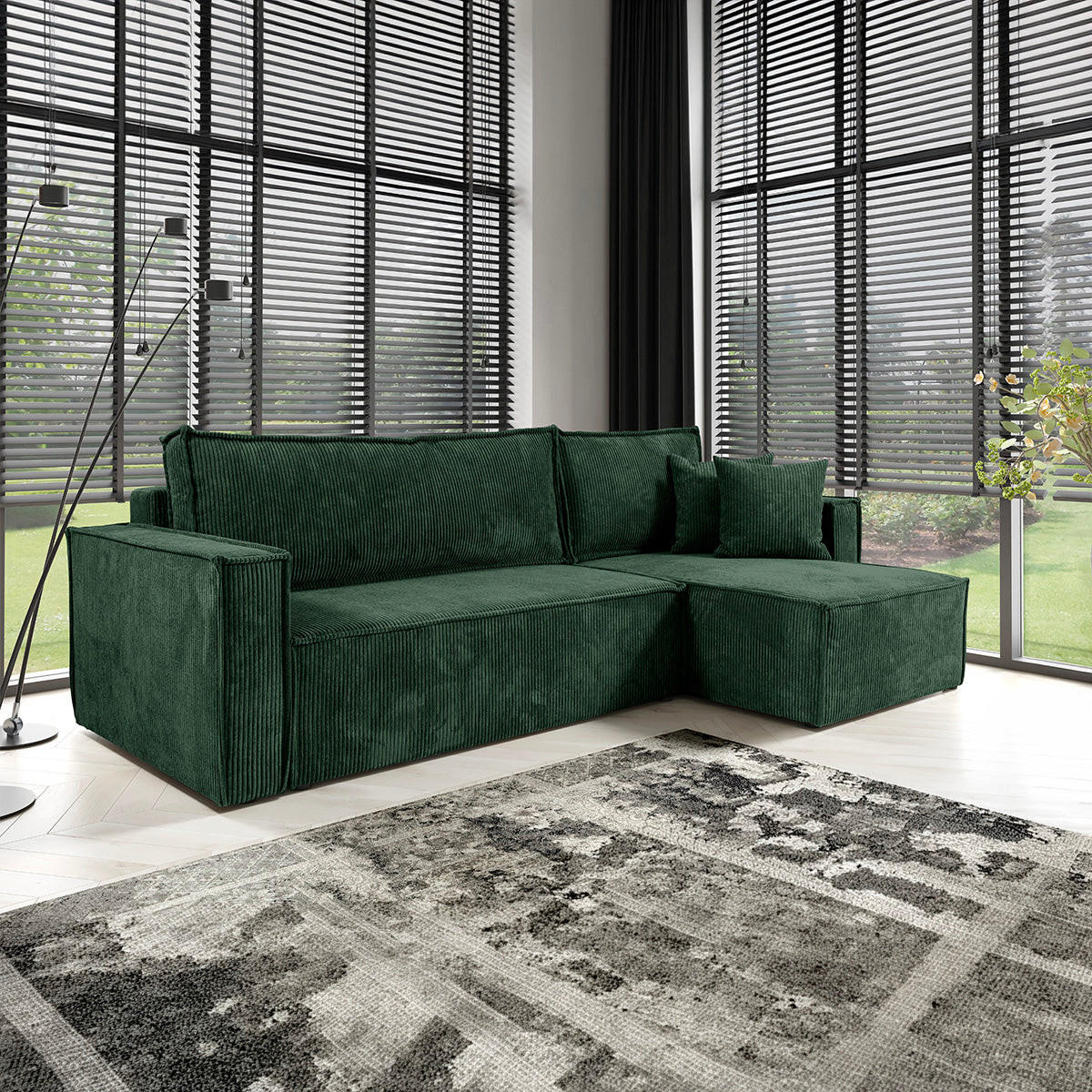ECKSOFA Ezekiel 3 Sitzplätze Tannengrün - Grün, Holz (236/145cm) - Petits-meubles