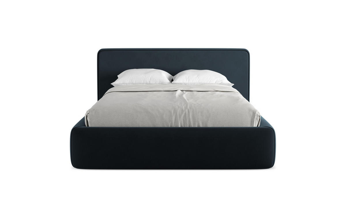 POLSTERBETT mit Bettkasten und Lattenrost 180x225 Blau - Blau/Schwarz, Kunststoff/Textil (140/200cm) - Makamii