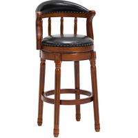 BARHOCKER drehbar Sitzhöhe ca. 75 cm Echtleder Holz Schwarz - Schwarz, Holz (54.8/96/54.8cm) - Meubliv