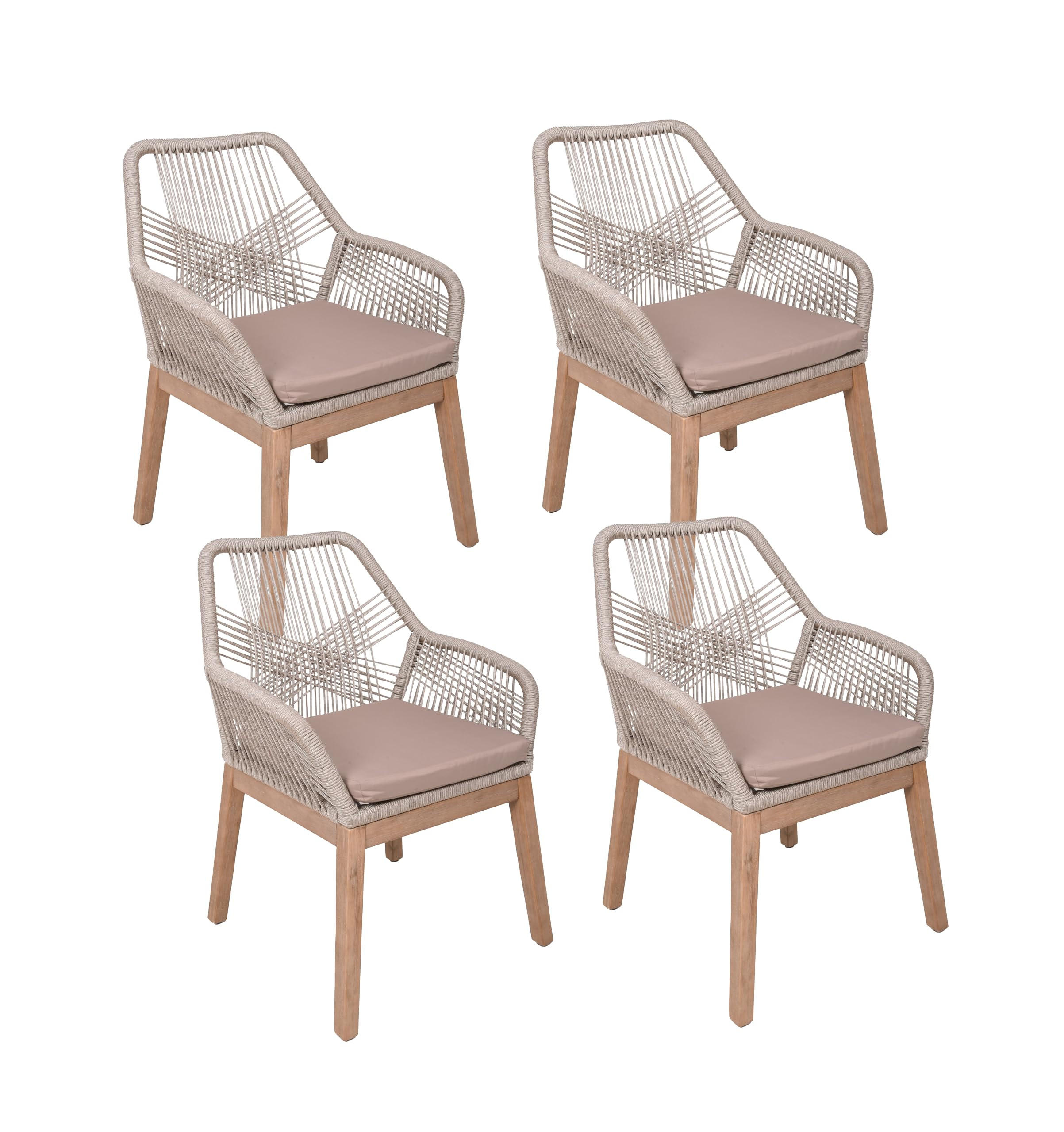 GARTENSTUHL 4er Set Marcus Beige Gartenstühle - Beige, Holz (62/84/68cm) - DELUKE