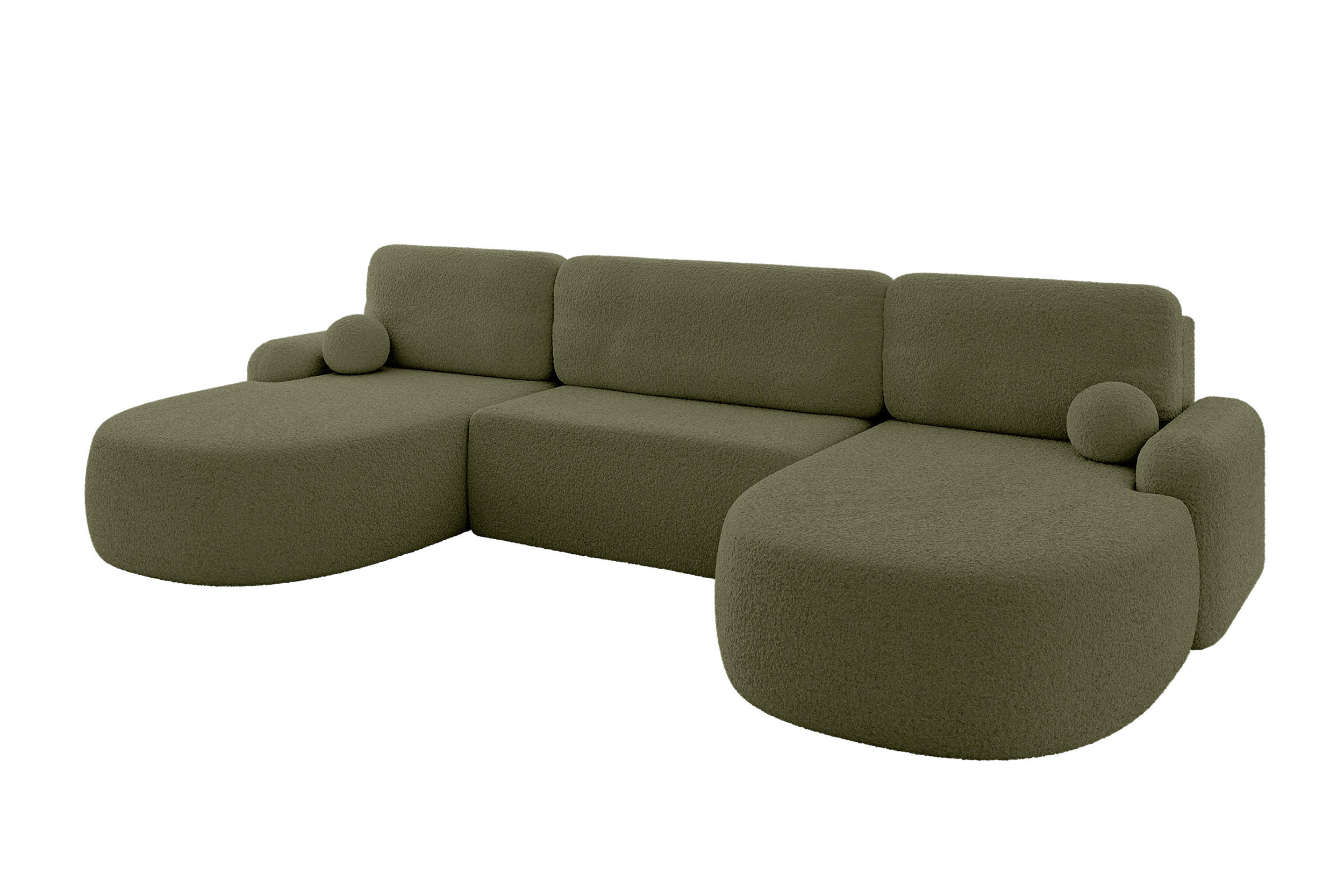 WOHNLANDSCHAFT mit Schlaffunktion und Bettkasten LIRA-U - 335x172x89 Grün - Pastellgrün, Holzwerkstoff/Textil (335/89/172cm) - ALTDECOR