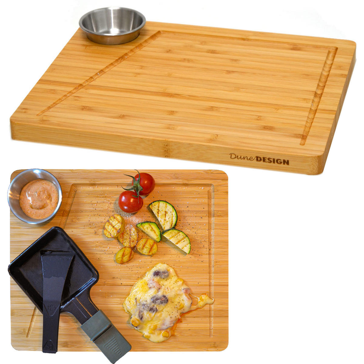 RACLETTEBRETT 2er Set, 25/30/2 cm, Bambus - Beige, Holz (25/30cm) - Dunedesign