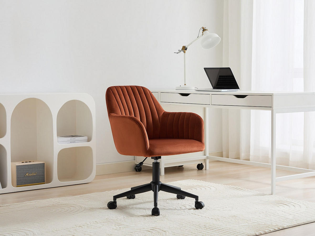 BÜROSTUHL ohne Armlehnen - 59 cmcm x 61.5 cmcm - Samt, Stoff - Terracotta - ELEANA - Terracotta, Textil (59/89/61.5cm) - Vente-Unique