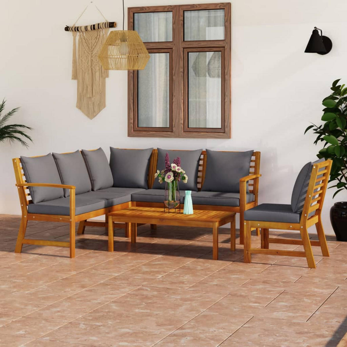 GARTENSET Reichling 5-teilig - Grau, Holzwerkstoff - Nettlife