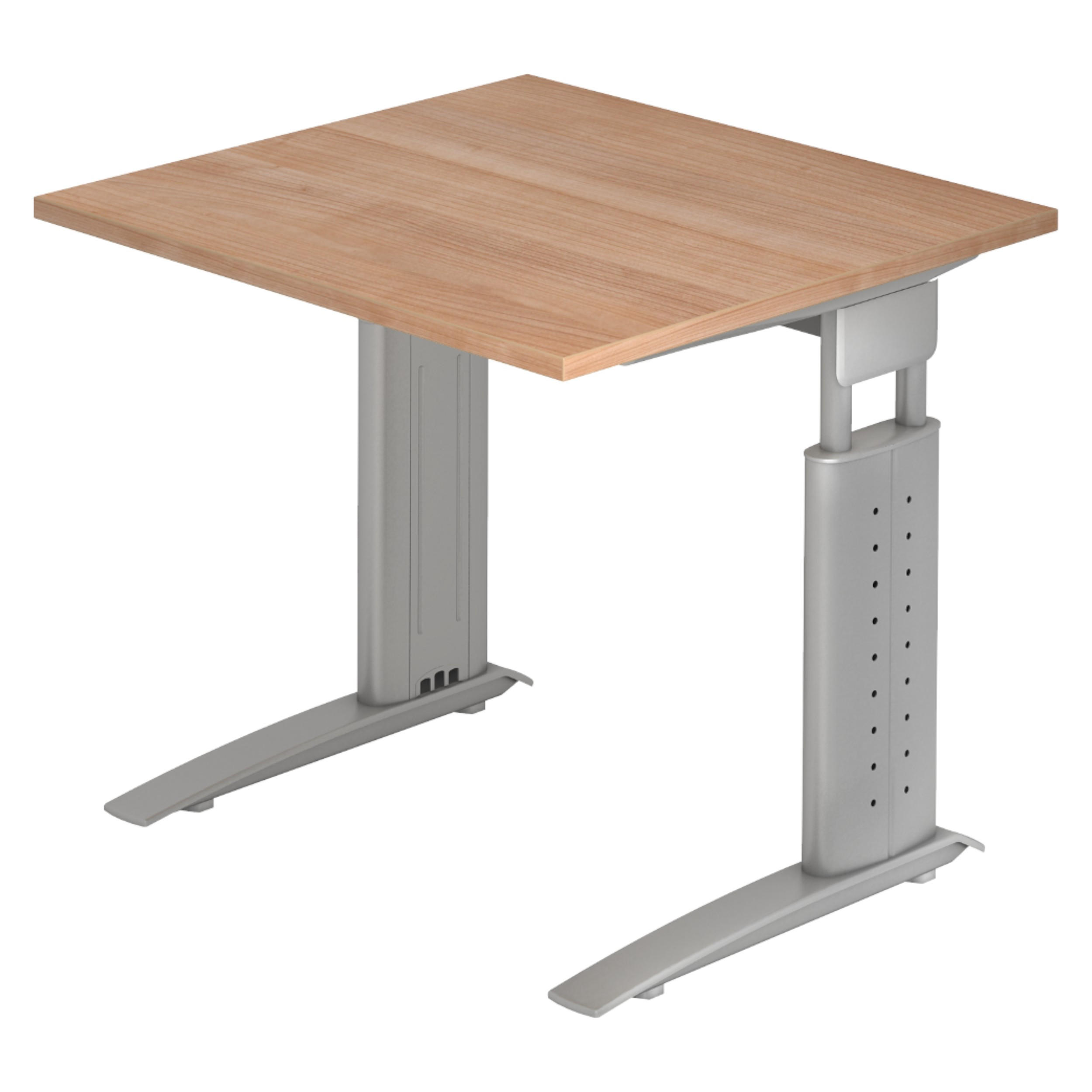 SCHREIBTISCH Serie-U 80/80/74 cm in Nussbaumfarben/Silberfarbengrau - Silberfarben/Nussbaumfarben, Holzwerkstoff (80/80/74cm) - bümö