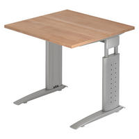 SCHREIBTISCH Serie-U 80/80/74 cm in Nussbaumfarben/Silberfarbengrau - Silberfarben/Nussbaumfarben, Holzwerkstoff (80/80/74cm) - bümö
