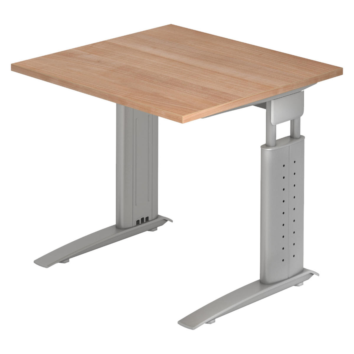 SCHREIBTISCH Serie-U 80/80/74 cm in Nussbaumfarben/Silberfarbengrau - Silberfarben/Nussbaumfarben, Holzwerkstoff (80/80/74cm) - bümö