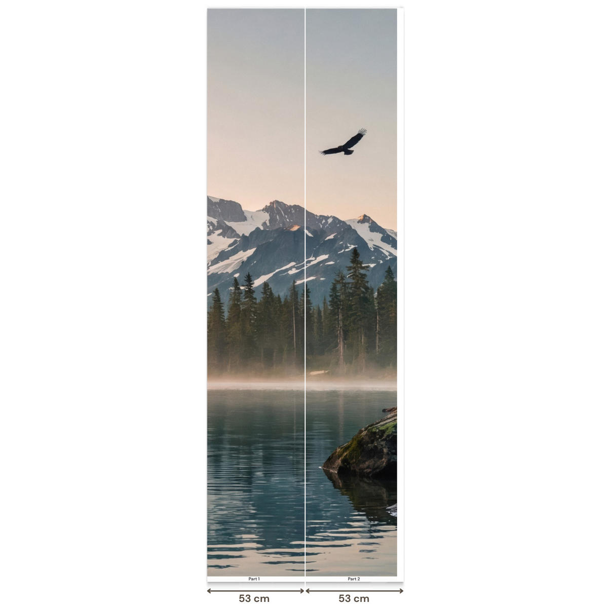 TAPETE - Berge - Wasser - Bäume - 100x280 cm - Multicolor, Papier (100/280cm) - OnlyWow