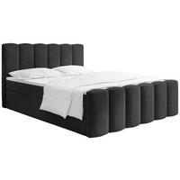 BOXBETT Serenity mit Bettkasten, Samt Schwarz 140x200 cm – inkl. H4 Taschenfederkern Matratze & Foam Topper - Schwarz Hochglanz/Schwarz, Holz/Holzwerkstoff (140/200cm) - WFL GROUP