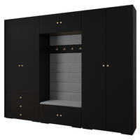 GARDEROBEN-SET 236,7/300/47 - Goldfarben/Schwarz, Holz/Kunststoff (300/236.7/47cm) - Abiks Möbel