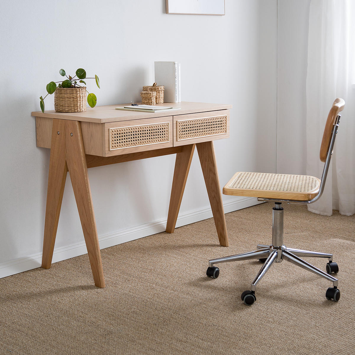 SCHREIBTISCH - Braun, Naturmaterialien/Holz (50/90/76cm) - home24