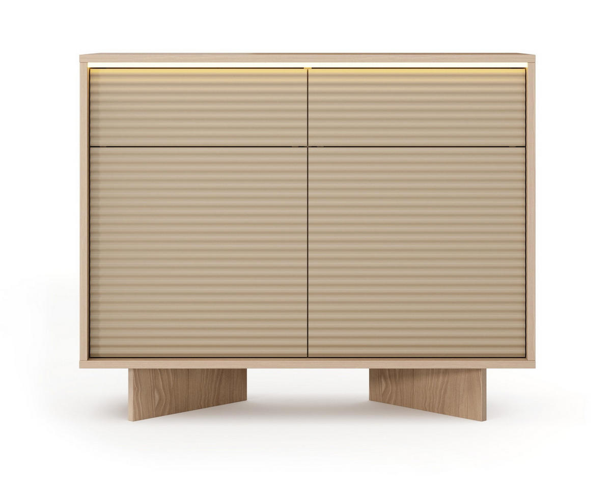 SIDEBOARD mit Schubladen Spirit 104 cm, 2 Türen, Cappuccino - Eichefarben/Cappuccino, Holz (104/84/40cm) - Emporius