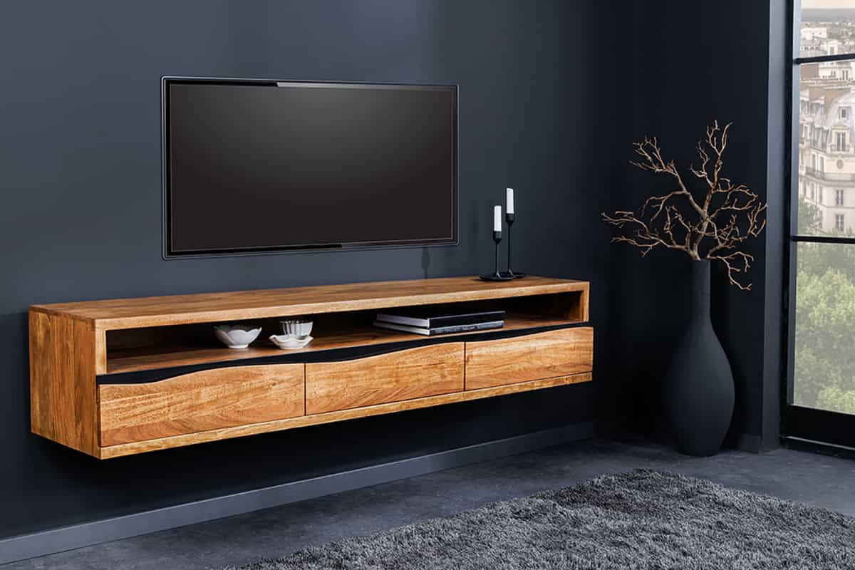 TV-LOWBOARD MAMMUT Akazie Braun 160cm - Schwarz/Braun, Holz/Metall (160/30/35cm) - riess-ambiente