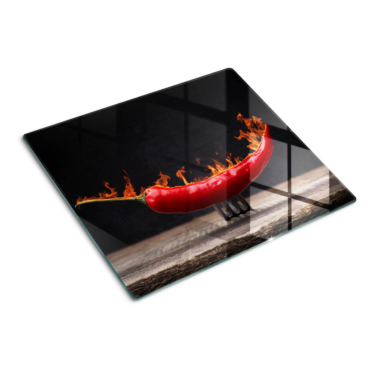 GLASPLATTE 60x52 cm Chili-Pfeffer - Rot, Glas (60/0.4/52cm) - TULUP