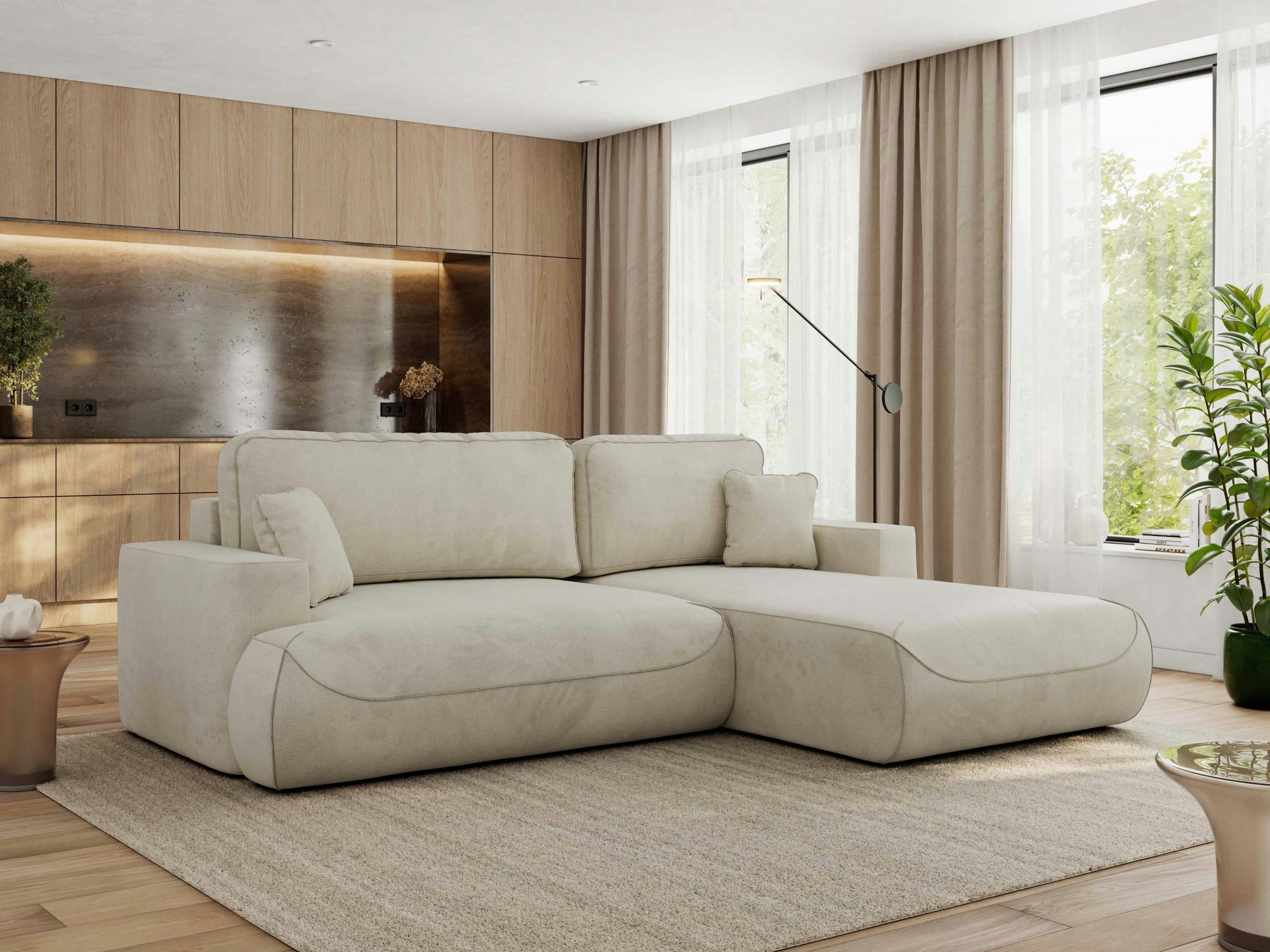 ECKSOFA OVO L Beige Velvet - Rechts Seite - Beige/Schwarz, Kunststoff/Textil (195/271cm) - MKS