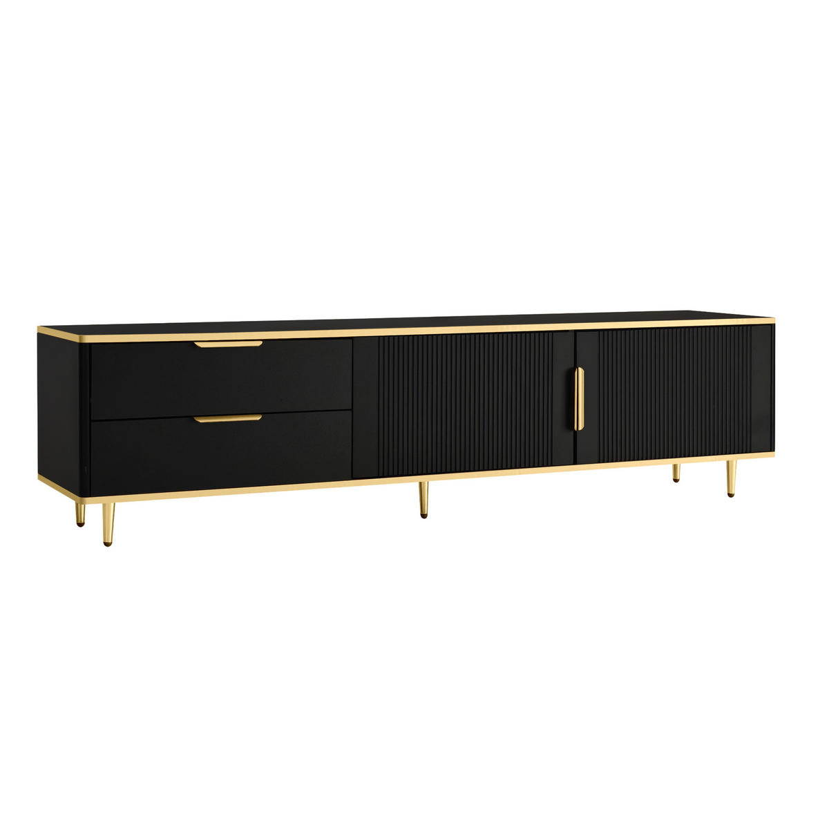 TV-ELEMENT mit 2 Schubladen 170 cm Schwarz-Gold - Schwarz, Holzwerkstoff (37/45/170cm) - Beauniv