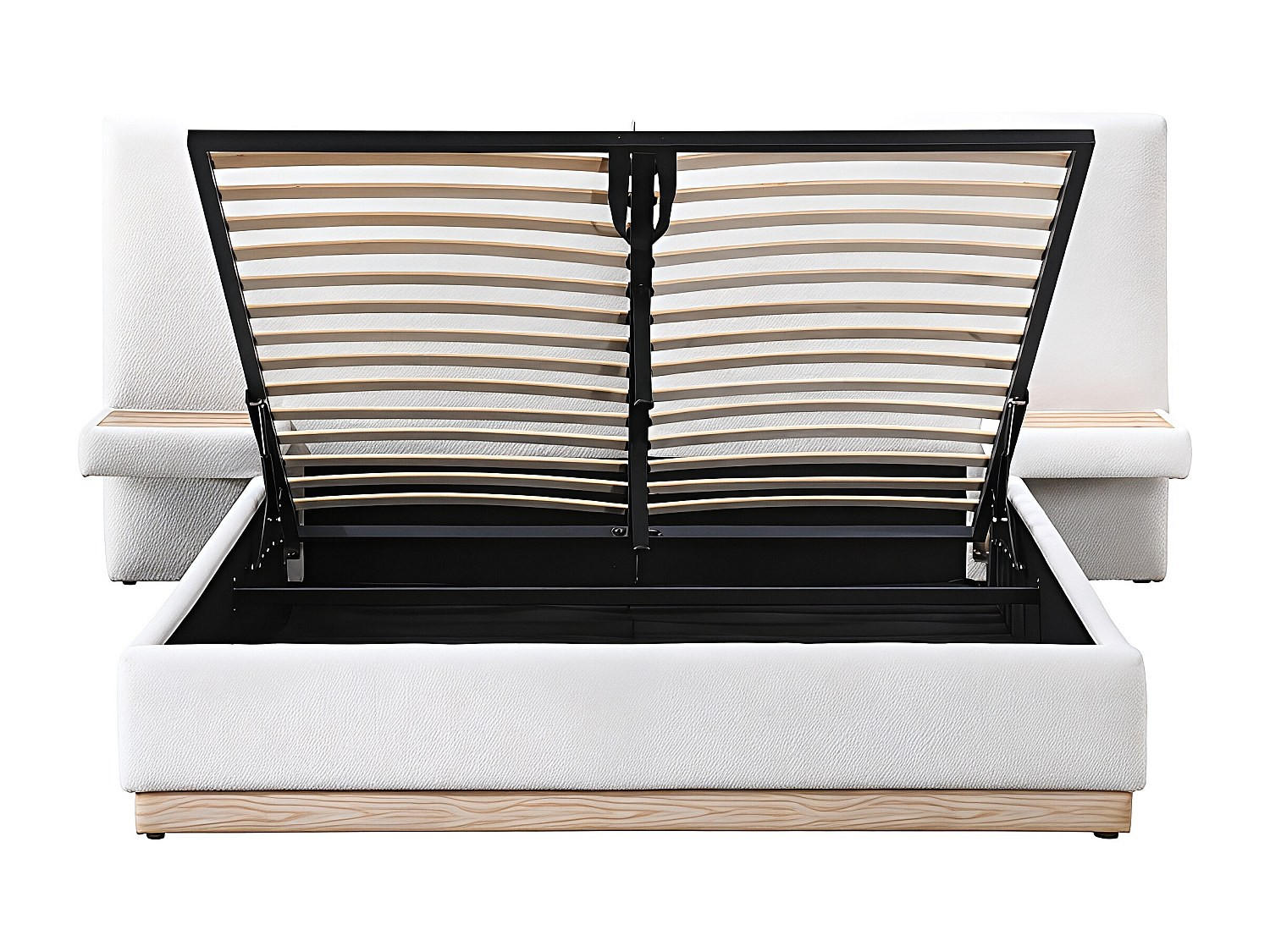 BETT mit Bettkasten - 2 Personen - stoff - beige Morivalo - Beige, Textil (180/200cm) - Vente-Unique