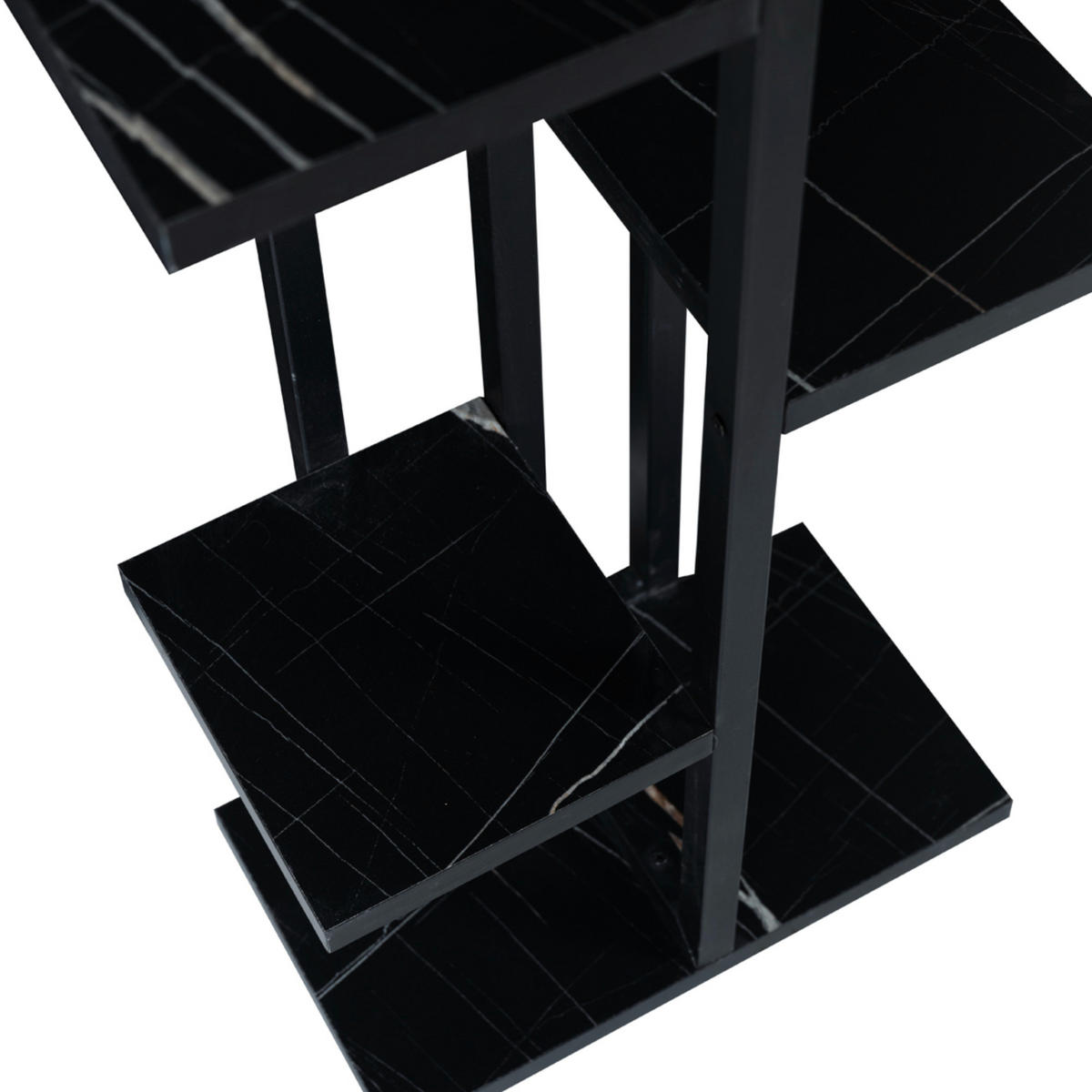 PFLANZENREGAL Tohmajärvi - Schwarz Hochglanz, Holzwerkstoff/Metall (34/120/21cm) - [en.casa]