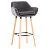 BARHOCKER Grande, Gestell Holz, Samt Grau - Braun/Grau, Holz/Textil (55/99/46cm) - TPFLiving