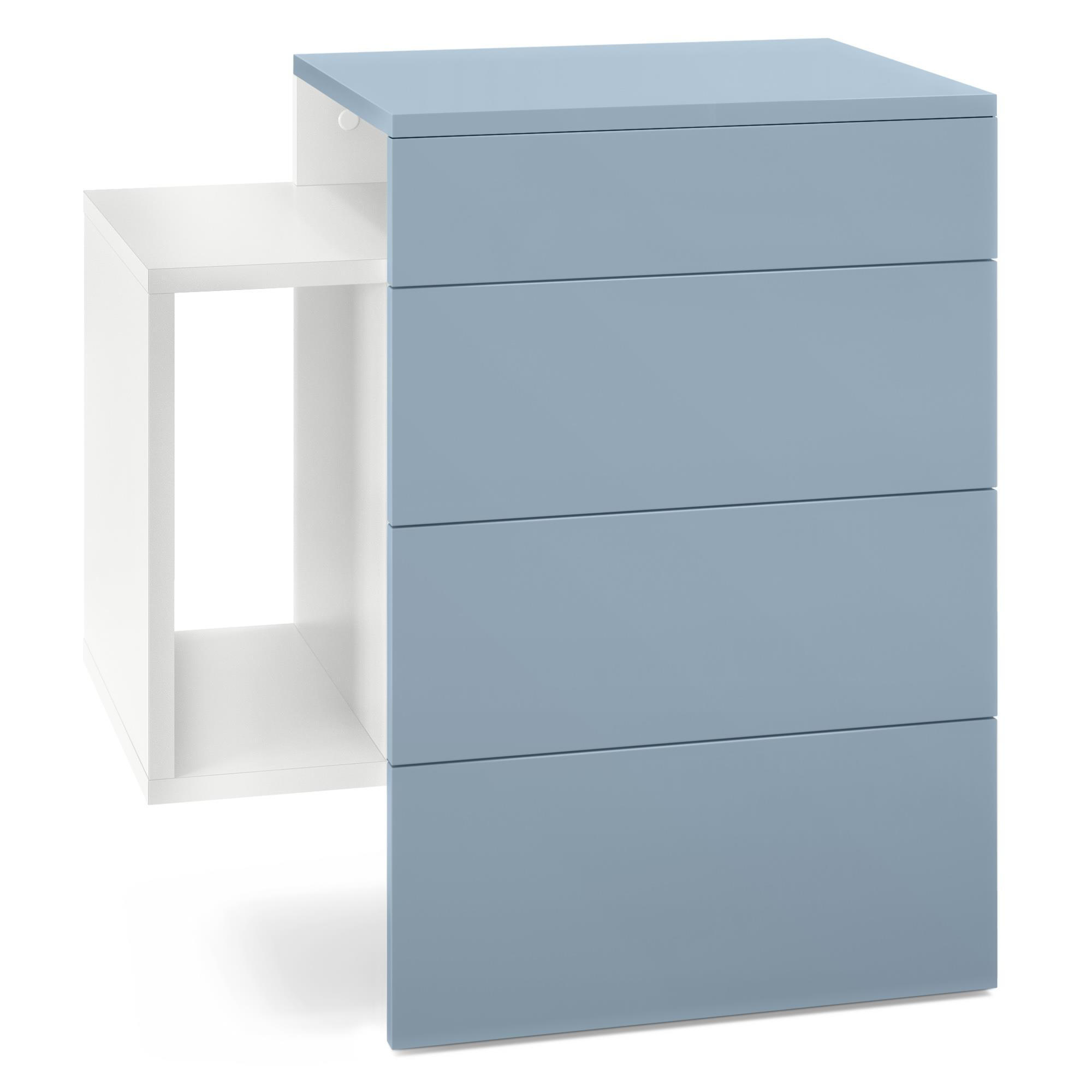 NACHTTISCH Queens Front in Denim matt - Pastellblau, Holzwerkstoff (60/63/36cm) - Vladon