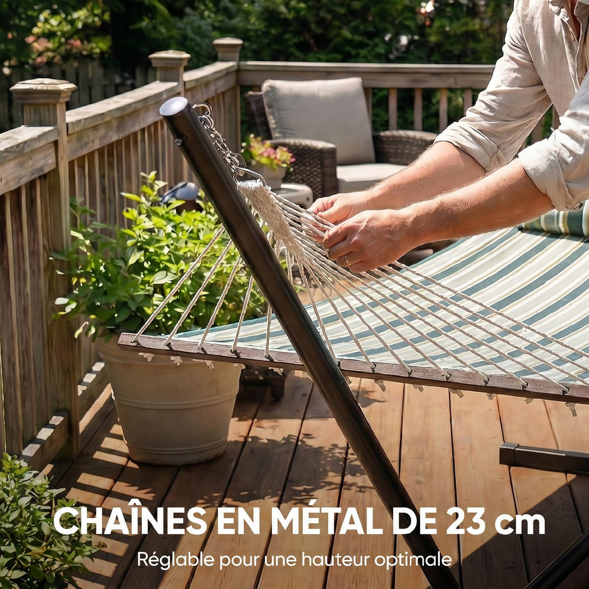HÄNGEMATTE mit Gestell DE-13691 mit abnehmbarem Kissen Grün - Grün, Metall (94/115/353cm) - ComfortXL